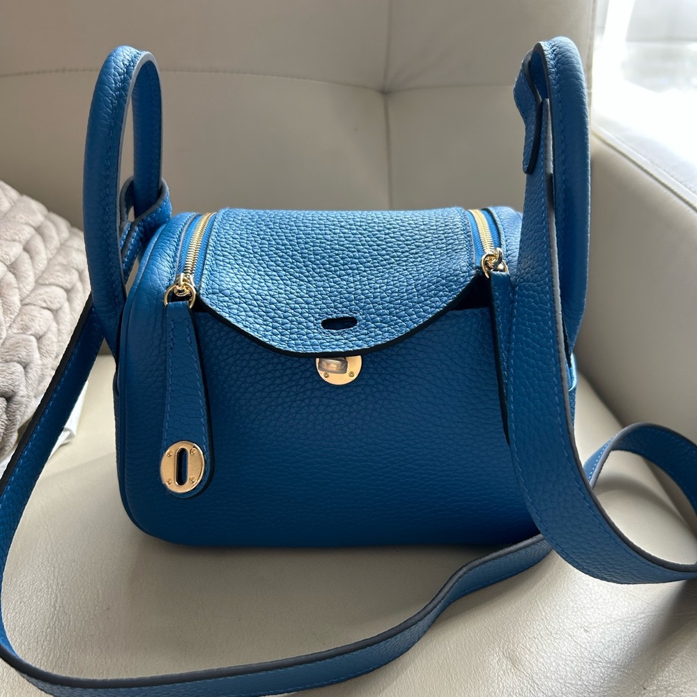 Blue Leather Handbag